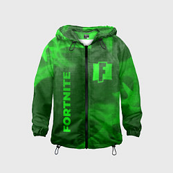 Ветровка с капюшоном детская Fortnite - green gradient вертикально, цвет: 3D-черный