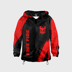 Ветровка с капюшоном детская Free Fire - red gradient вертикально, цвет: 3D-черный