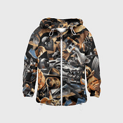 Ветровка с капюшоном детская Итальянские мемы брайнрот, цвет: 3D-белый