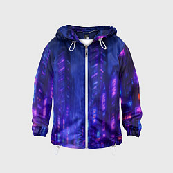 Ветровка с капюшоном детская Одинокий город неона, цвет: 3D-белый