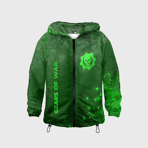Детская ветровка Gears of War - green gradient вертикально / 3D-Черный – фото 1