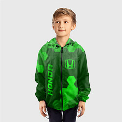 Ветровка с капюшоном детская Honda - green gradient вертикально, цвет: 3D-черный — фото 2
