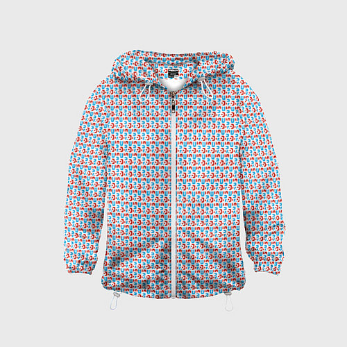 Детская ветровка Красно-синие фигуры на белом фоне / 3D-Белый – фото 1