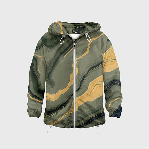 Детская ветровка Оливковый мрамор / 3D-Белый – фото 1