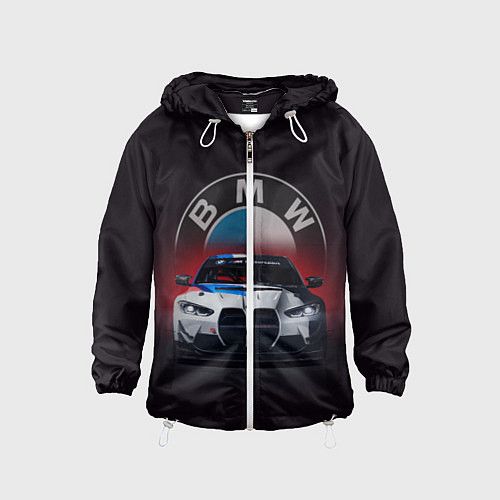 Детская ветровка BMW на красном фоне / 3D-Белый – фото 1