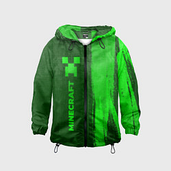 Ветровка с капюшоном детская Minecraft - green gradient по-вертикали, цвет: 3D-черный