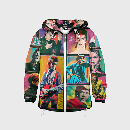 Детская ветровка David Bowie vintage collage / 3D-Белый – фото 1