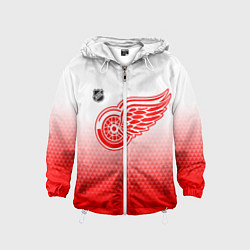 Ветровка с капюшоном детская Детройт Ред Уингз - красно белый градиент, цвет: 3D-белый