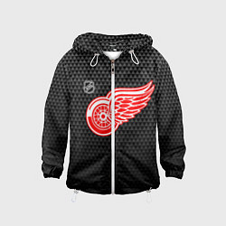 Ветровка с капюшоном детская Детройт Ред Уингз - черные треугольники, цвет: 3D-белый