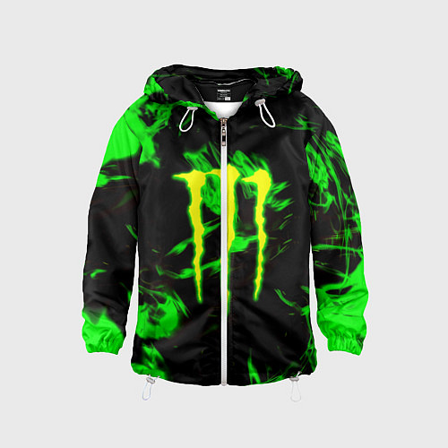 Детская ветровка Monster energy кислотное лого огонь / 3D-Белый – фото 1