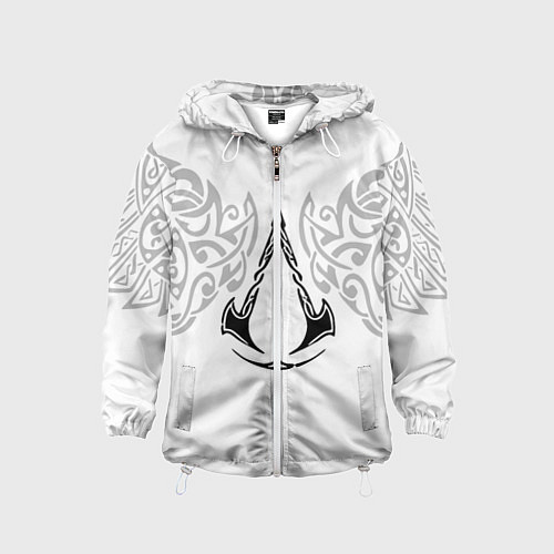 Детская ветровка Ассасин Крид - узор ворон / 3D-Белый – фото 1