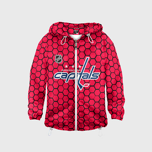 Детская ветровка Вашингтон Кэпиталз - красные соты / 3D-Белый – фото 1