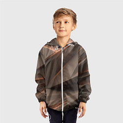 Ветровка с капюшоном детская Кофейная объемная текстура, цвет: 3D-белый — фото 2