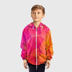 Ветровка с капюшоном детская Розово-оранжевые плиты, цвет: 3D-белый — фото 2