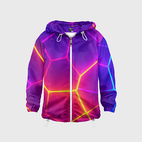 Детская ветровка Синие плиты с фиолетовым свечением / 3D-Белый – фото 1