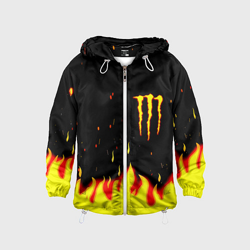 Детская ветровка Monster energy fire steel / 3D-Белый – фото 1