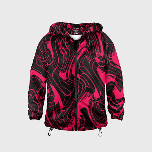 Детская ветровка Чёрно-розовый абстрактные линии / 3D-Черный – фото 1