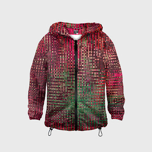 Детская ветровка Текстурный тёмный красно-зелёный / 3D-Черный – фото 1
