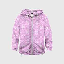Ветровка с капюшоном детская Бело розовый ажурный кружевной узор, цвет: 3D-белый