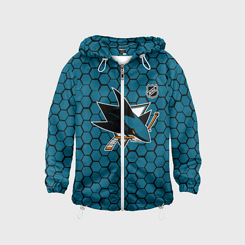 Детская ветровка Сан Хосе Шаркс - синие соты / 3D-Белый – фото 1