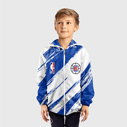 Ветровка с капюшоном детская Клипперс - синяя краска, цвет: 3D-белый — фото 2