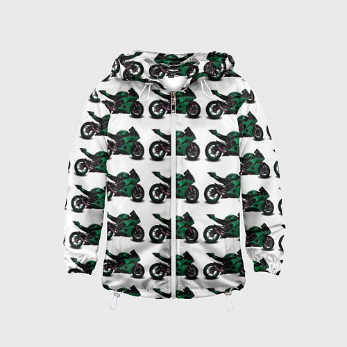Детская ветровка Motorbike dark green / 3D-Белый – фото 1