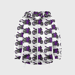 Ветровка с капюшоном детская Motorcycle purple, цвет: 3D-белый