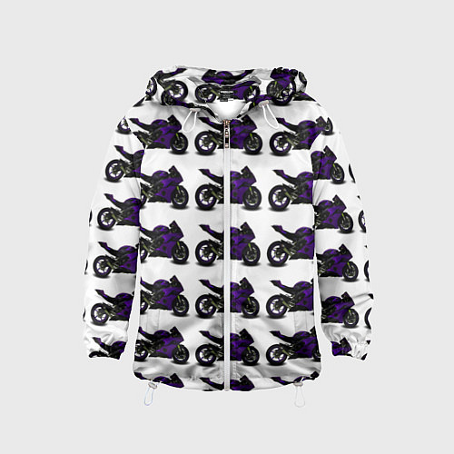 Детская ветровка The motorcycle is dark purple / 3D-Белый – фото 1