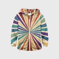 Ветровка с капюшоном детская Ретро спираль, цвет: 3D-белый
