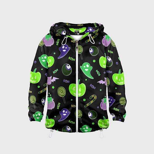 Детская ветровка Halloween black pumpkin pattern / 3D-Белый – фото 1
