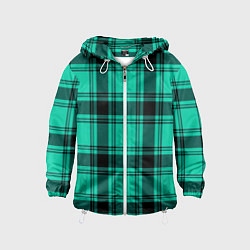 Ветровка с капюшоном детская Checkered turquoise, цвет: 3D-белый