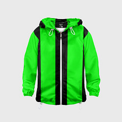Ветровка с капюшоном детская Color green black line, цвет: 3D-белый