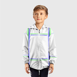Ветровка с капюшоном детская Neon white green light blue, цвет: 3D-белый — фото 2