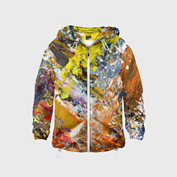 Ветровка с капюшоном детская Живая Абстракция: Поток Цветов и Форм в Постоянном, цвет: 3D-белый