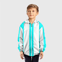 Ветровка с капюшоном детская Color light blue white lines, цвет: 3D-белый — фото 2