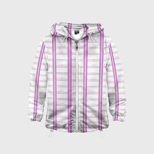 Детская ветровка Color white cage pink line / 3D-Белый – фото 1