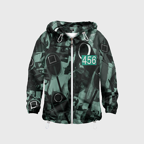 Детская ветровка Номер 456 на фоне масок игры в кальмара / 3D-Белый – фото 1