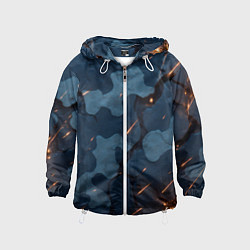 Ветровка с капюшоном детская Камуфляжные плиты текстура, цвет: 3D-белый