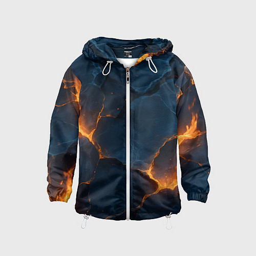 Детская ветровка Разлом плит с огнем / 3D-Белый – фото 1