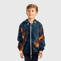 Ветровка с капюшоном детская Разлом плит с огнем, цвет: 3D-белый — фото 2