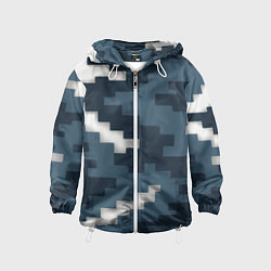 Ветровка с капюшоном детская Пиксельная текстура камуфляж, цвет: 3D-белый