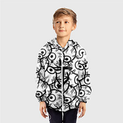 Ветровка с капюшоном детская Doom глаза монстра, цвет: 3D-белый — фото 2