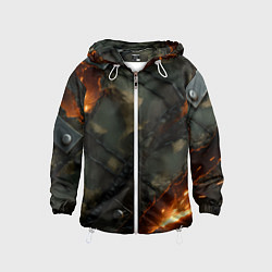 Детская ветровка Разорванный камуфляж с огнем