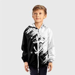 Ветровка с капюшоном детская Doom штрихи красок черные, цвет: 3D-белый — фото 2