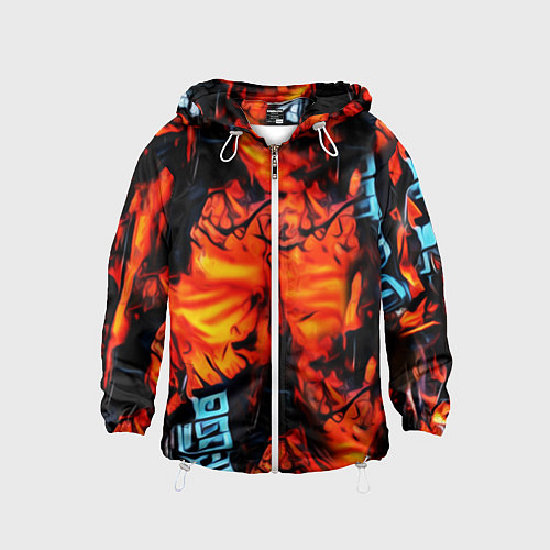 Детская ветровка Абстрактная текстура рыжего пламени / 3D-Белый – фото 1