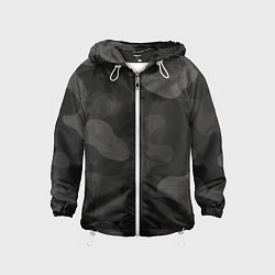 Ветровка с капюшоном детская Черно-серый камуфляж, цвет: 3D-белый
