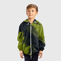 Ветровка с капюшоном детская Абстрактная текстура в зеленом, цвет: 3D-белый — фото 2