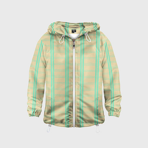 Детская ветровка Color beige cage blue stripes / 3D-Белый – фото 1