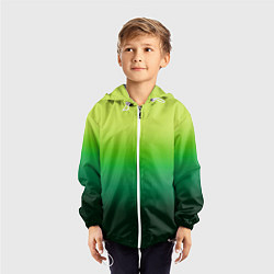 Ветровка с капюшоном детская Градиент укропное зеленое омбре, цвет: 3D-белый — фото 2