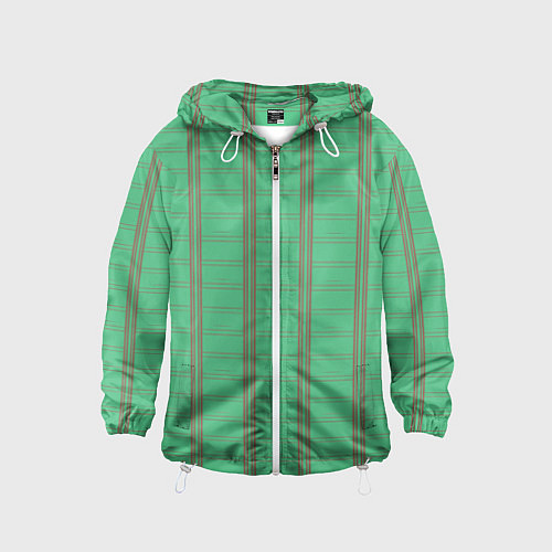 Детская ветровка Color green cage brown stripes / 3D-Белый – фото 1